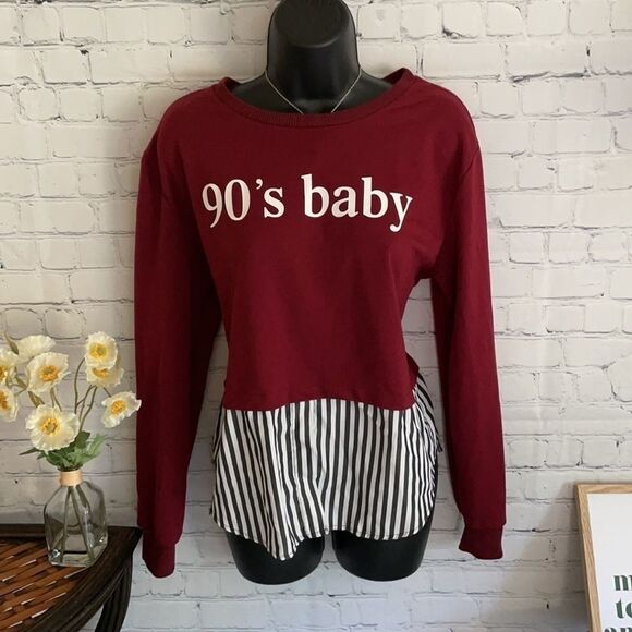 90’s Baby Layered Mixed Media Top Shirt - Picture 1 of 6